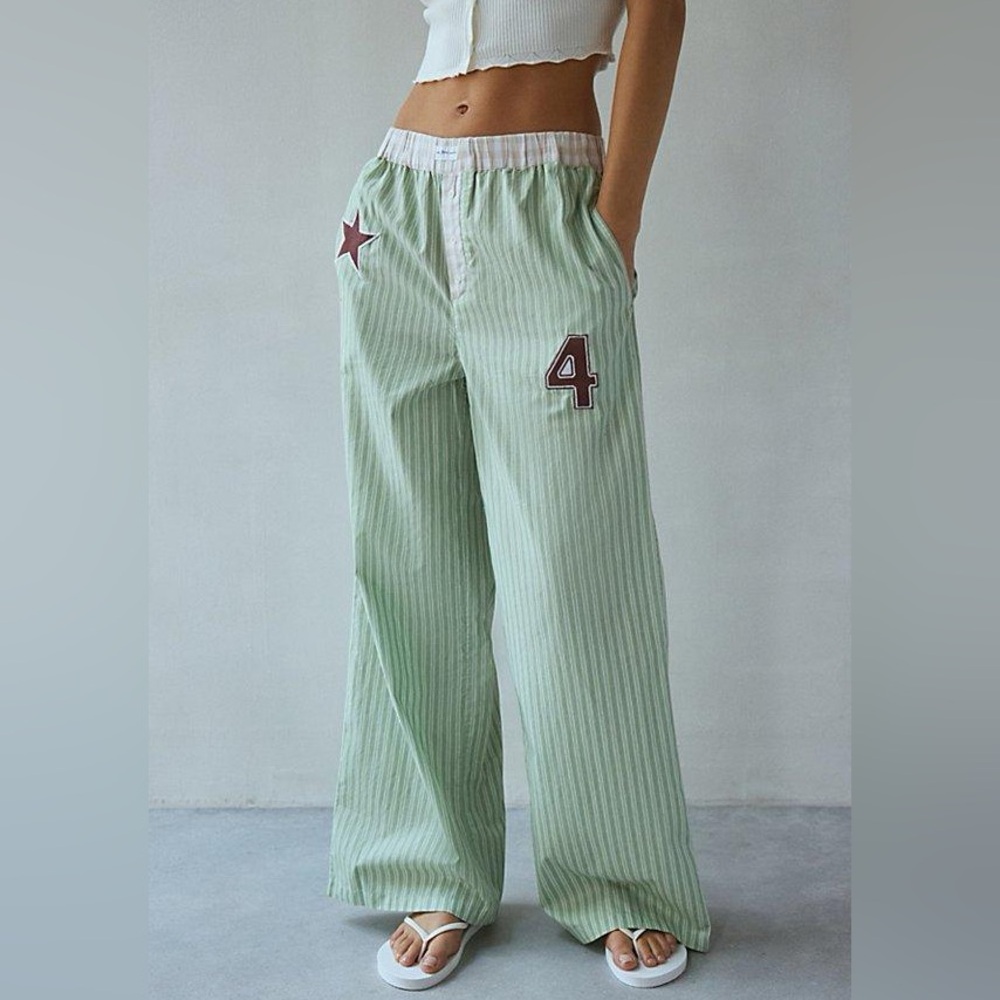 Green Striped Pants with Star and Number